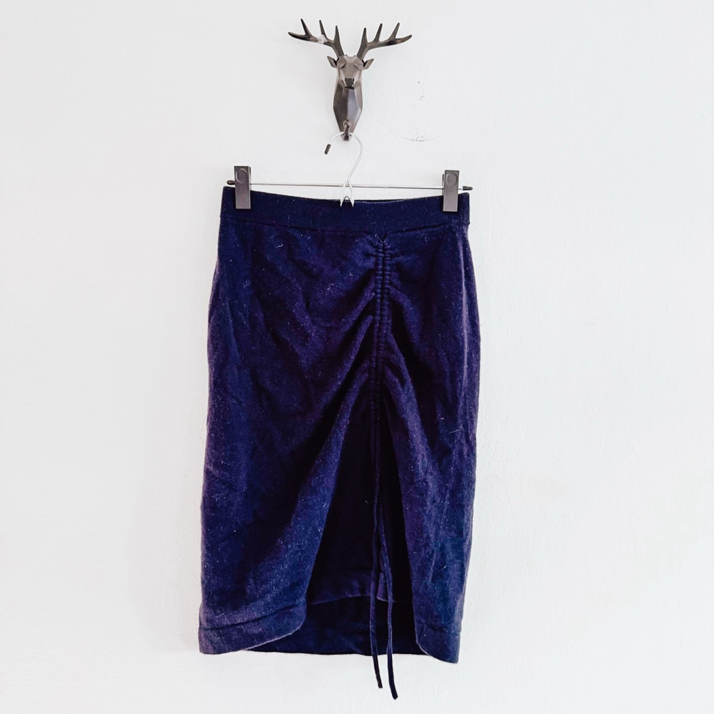 Milly Women's Navy Blue Ruched Midi Skirt Size Small NWT
